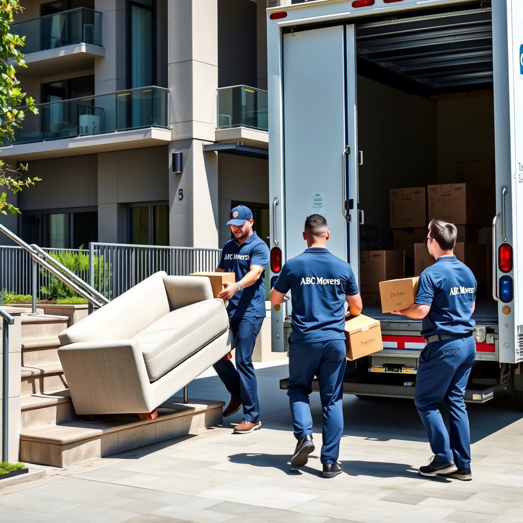Professional moving truck and team