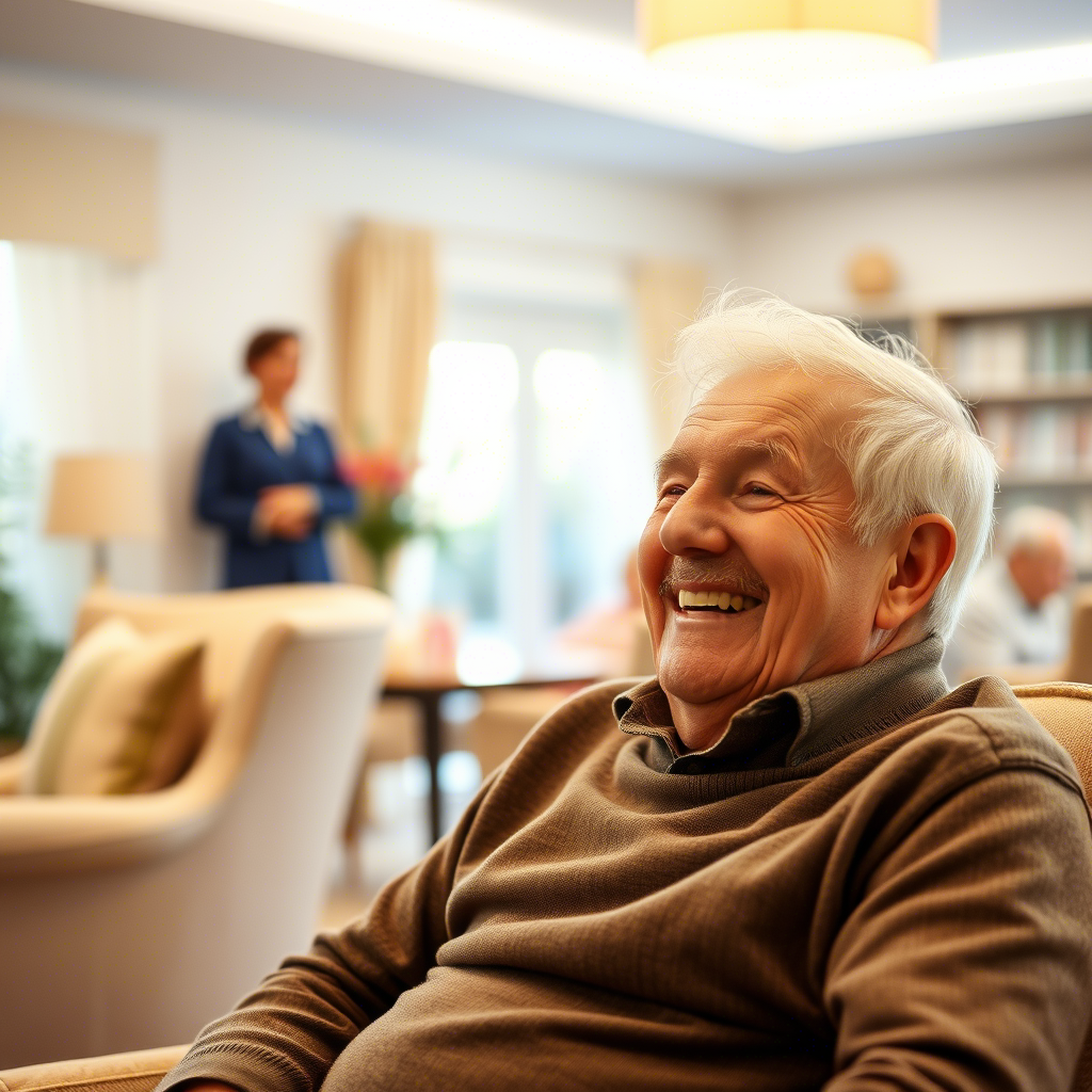 Happy senior with caregiver